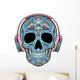 Teal Headphones Sugar Skull Wall Decal