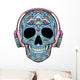 Teal Headphones Sugar Skull Wall Decal