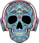 Teal Headphones Sugar Skull Wall Decal