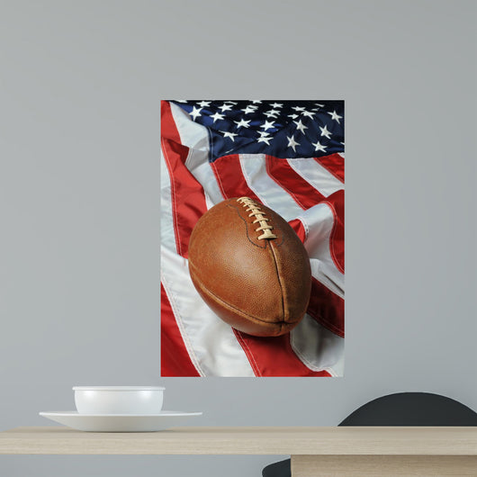 Football Against an American Flag Wall Mural
