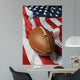 Football Against an American Flag Wall Mural
