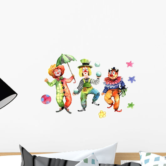 Clowns Ball and Umbrella Wall Decal Sticker Set