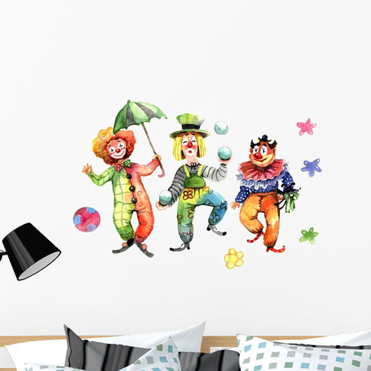 Clowns Ball and Umbrella Wall Decal Sticker Set