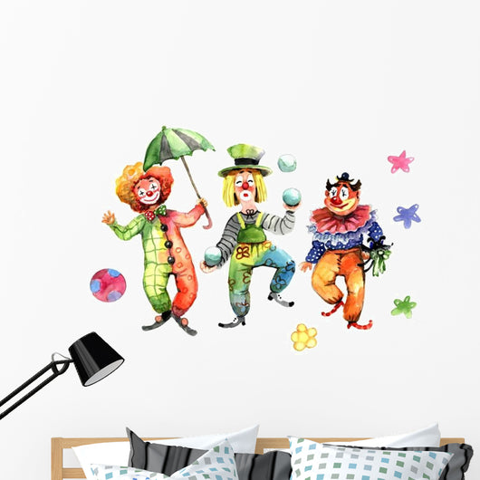 Clowns Ball and Umbrella Wall Decal Sticker Set
