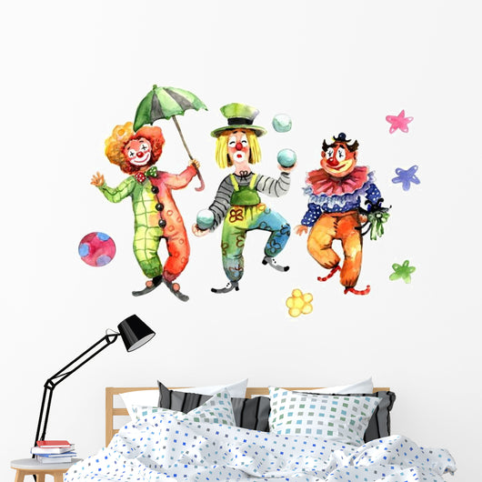 Clowns Ball and Umbrella Wall Decal Sticker Set