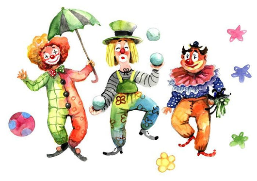 Clowns Ball and Umbrella Wall Decal Sticker Set