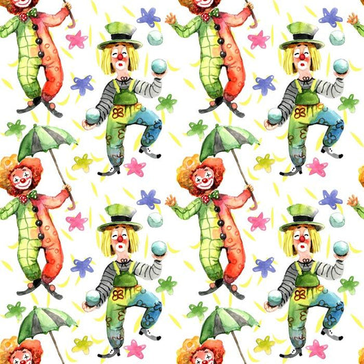 Clowns Watercolor Seamless Pattern Wall Decal