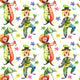Clowns Watercolor Seamless Pattern Wall Decal