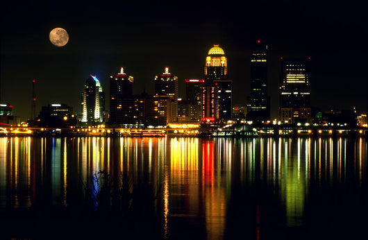 louisville ky nightscape with full moon. Wall Mural