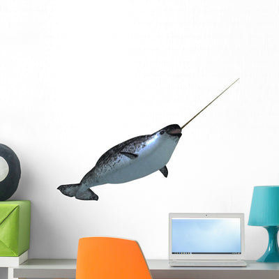 Male Narwhal Wall Decal shown on a wall