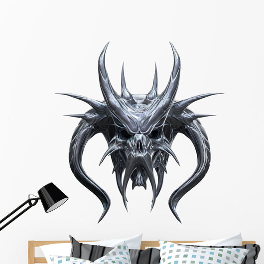 Metallic Monster Skull Wall Decal