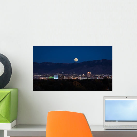 Super Moon Rising over Albuquerque Wall Decal