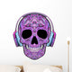 Purple Music Loving Skull Wall Decal