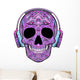 Purple Music Loving Skull Wall Decal