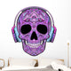 Purple Music Loving Skull Wall Decal
