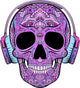 Purple Music Loving Skull Wall Decal