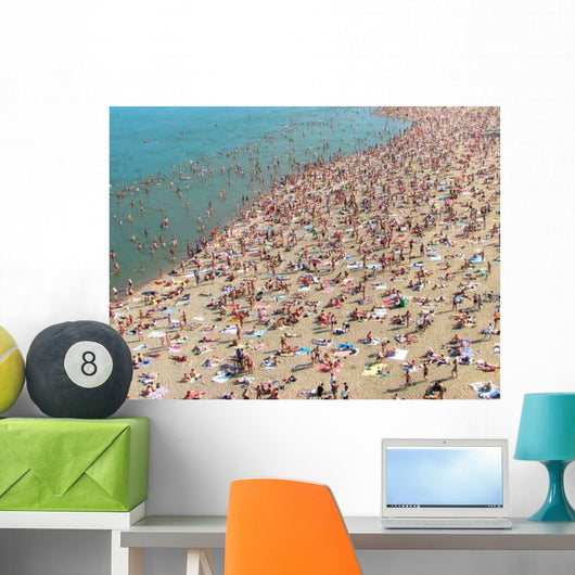 Beach with Many Peoples Wall Decal