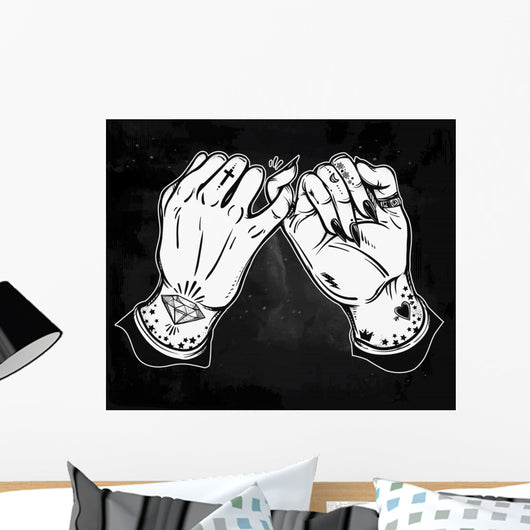Pinky Promise Hand Holding Wall Decal