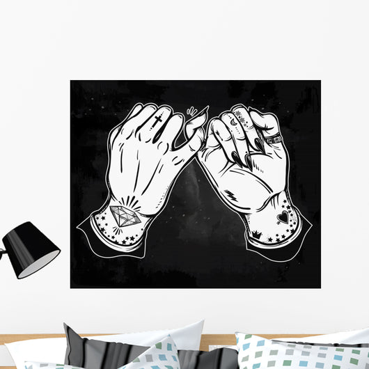 Pinky Promise Hand Holding Wall Decal