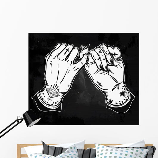 Pinky Promise Hand Holding Wall Decal