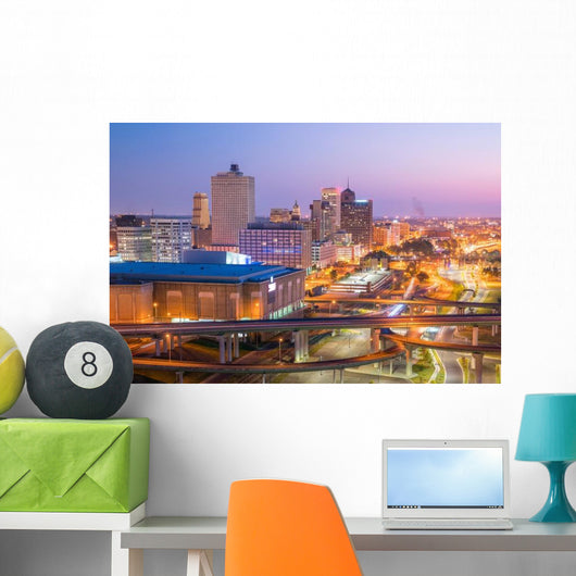 Aerial Downtown Memphis Evening Skyline Wall Decal