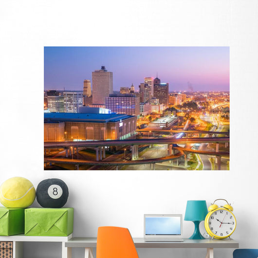 Aerial Downtown Memphis Evening Skyline Wall Decal