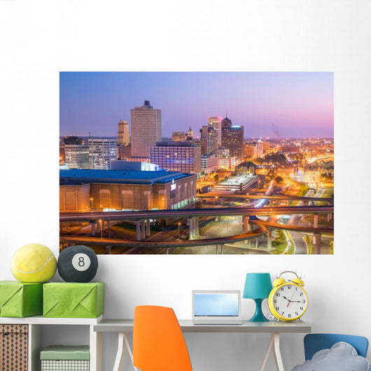 Aerial Downtown Memphis Evening Skyline Wall Decal