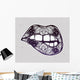 Sexy biting lips with paisley inside artwork. Wall Mural