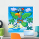 Flying Pirate Parrot With Boat Wall Mural