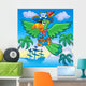 Flying Pirate Parrot With Boat Wall Mural