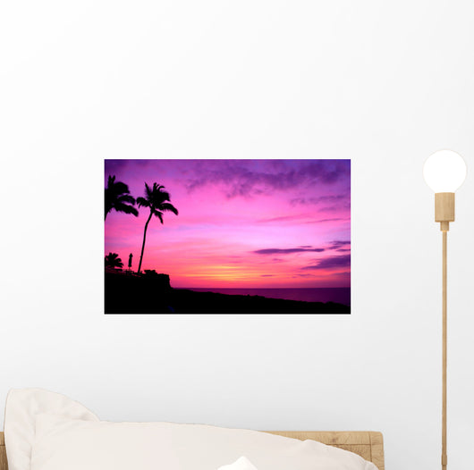 Hawaii Sunset With Palm Trees Wall Mural