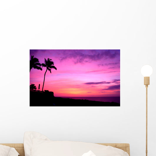 Hawaii Sunset With Palm Trees Wall Mural