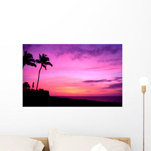Hawaii Sunset With Palm Trees Wall Mural