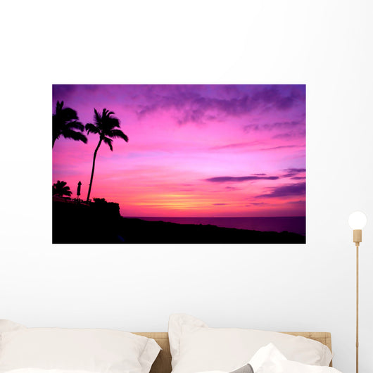 Hawaii Sunset With Palm Trees Wall Mural