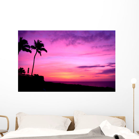 Hawaii Sunset With Palm Trees Wall Mural