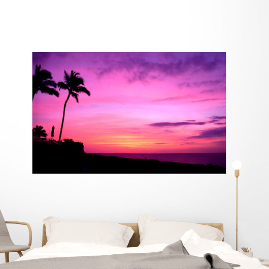 Hawaii Sunset With Palm Trees Wall Mural