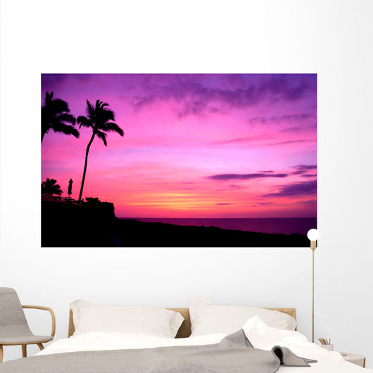 Hawaii Sunset With Palm Trees Wall Mural