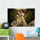 Vintage Female Magician Throwing Playing Cards Wall Mural