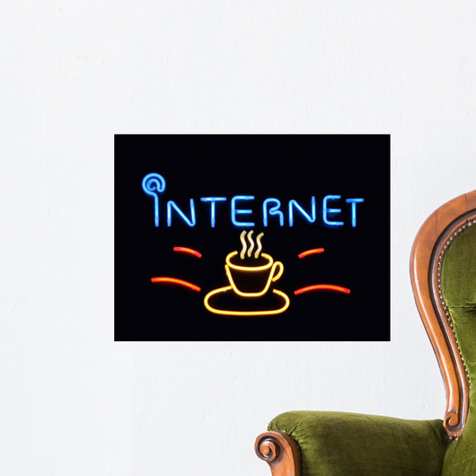 Neon Sign Internet Cafe Wall Mural