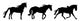 Silhouette of Horses Standing Trotting and Galloping Wall Decal