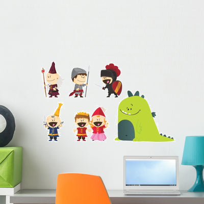 Adorable Cartoon Fantasy Wall Decal shown on a wall
