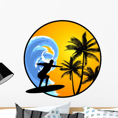 Surfer Wall Decal shown on a wall