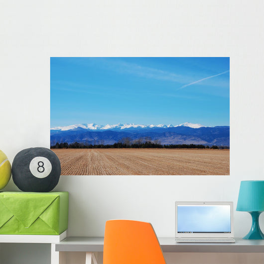 Agricultural Field with Mountains Wall Mural