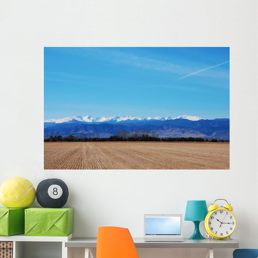 Agricultural Field with Mountains Wall Mural