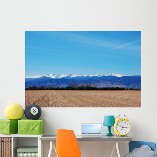 Agricultural Field with Mountains Wall Mural