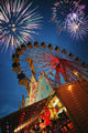 Fireworks At An Amusement Park Wall Mural