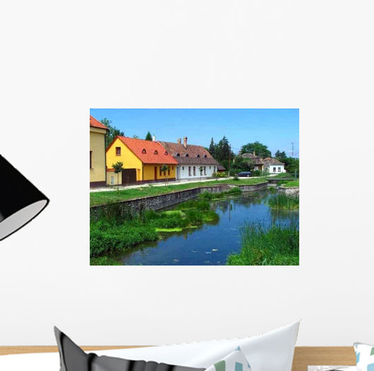 Village Scene with Lake Wall Decal