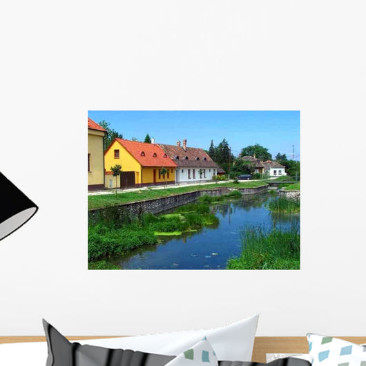 Village Scene with Lake Wall Decal