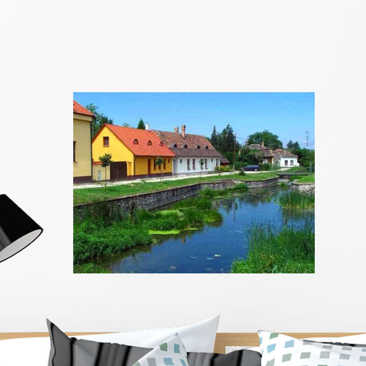 Village Scene with Lake Wall Decal