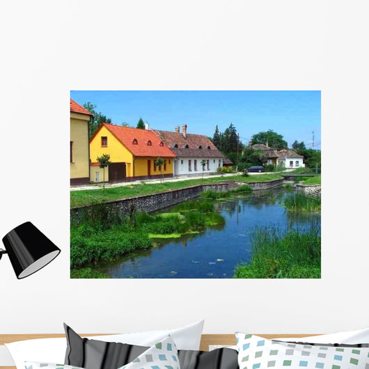 Village Scene with Lake Wall Decal